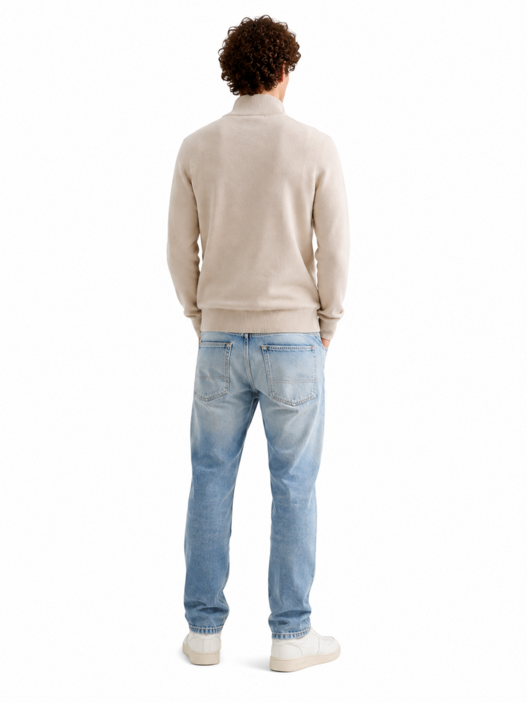 Maglia Lyle & Scott Beige mezza zip misto lana merino KN2112VC COVE LYLE & SCOTT 