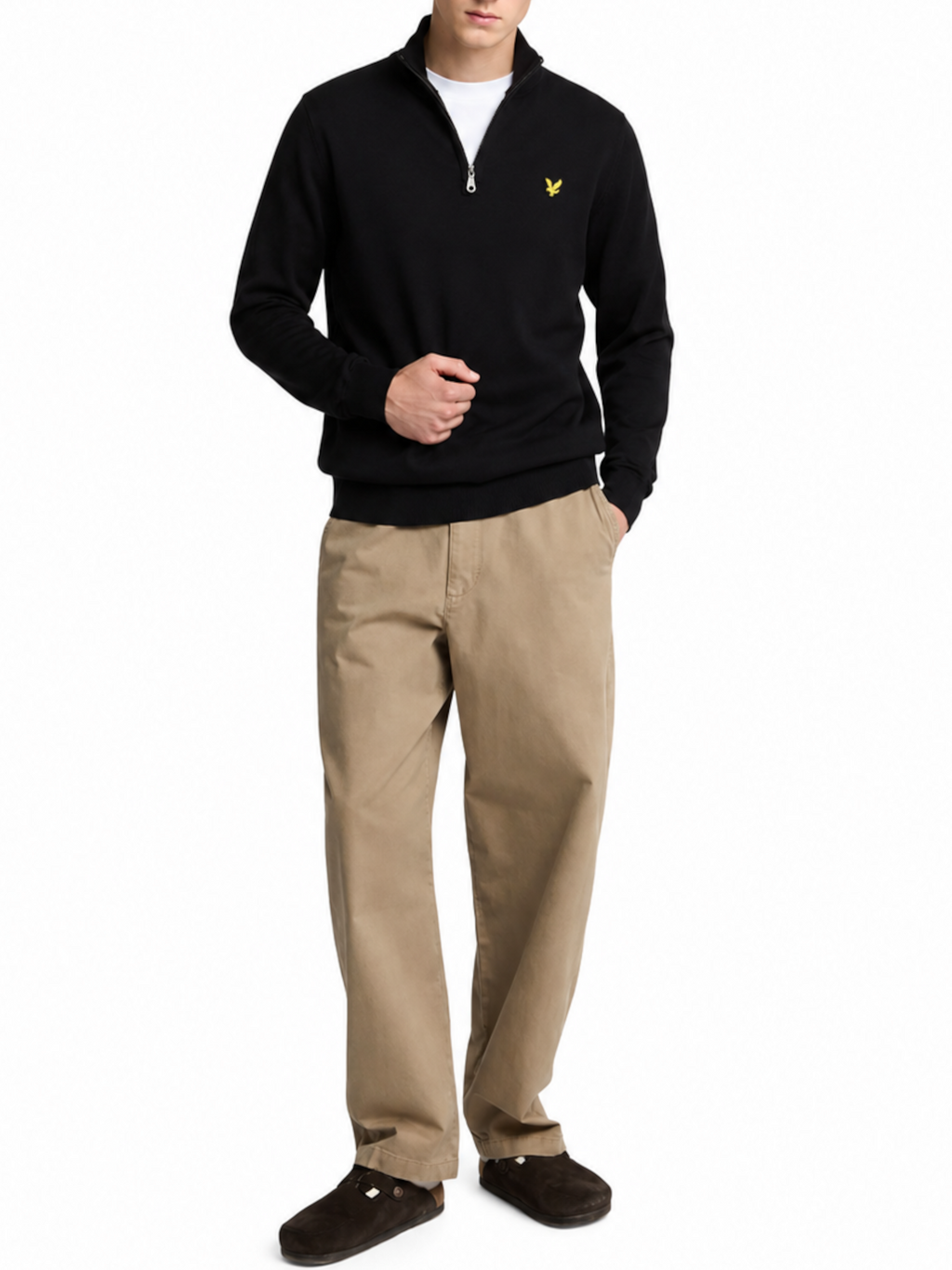 Maglia Lyle & Scott Nero mezza zip misto lana merino KN2112VC JET BLACK LYLE & SCOTT 