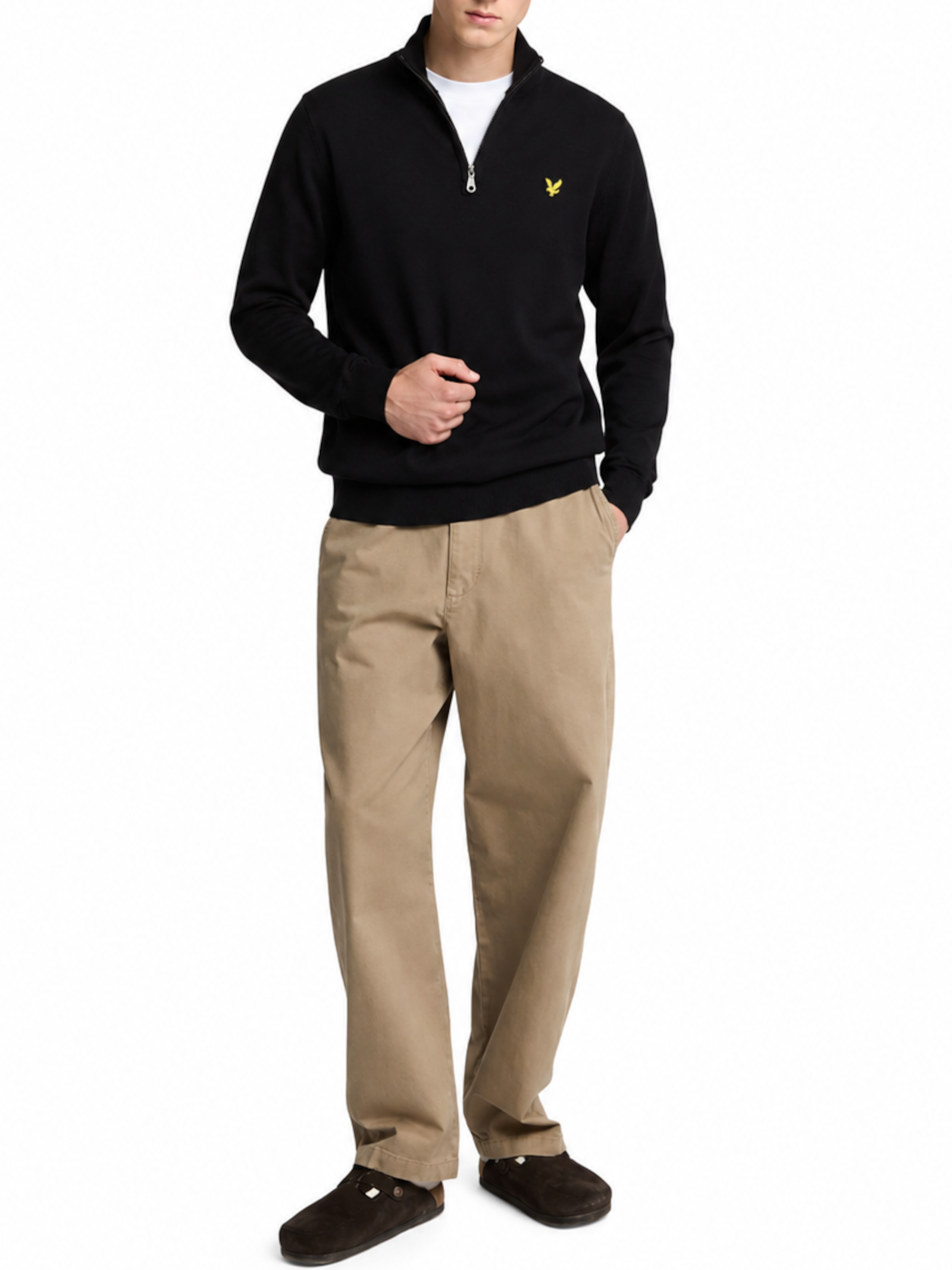 Maglia Lyle & Scott Nero mezza zip misto lana merino KN2112VC JET BLACK LYLE & SCOTT 
