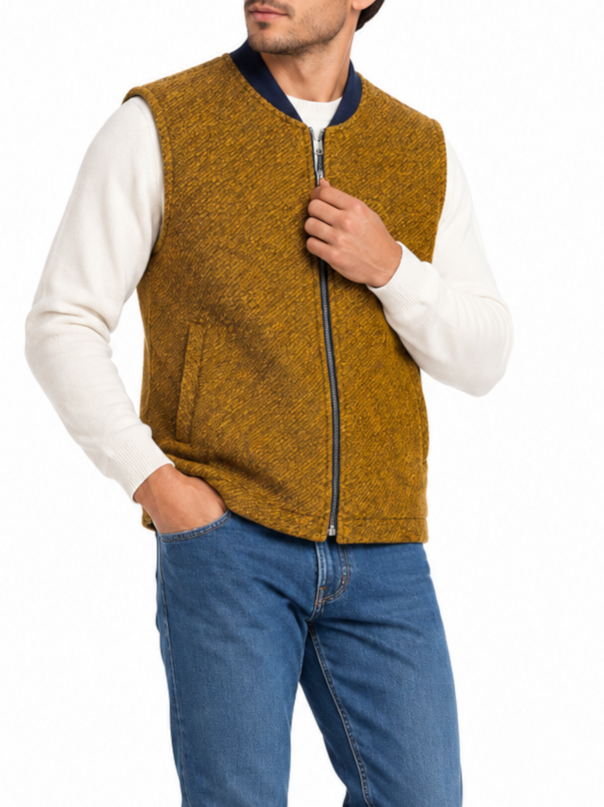 Gilet Mentore Senape basic a quadri COWBOY CINCINNATIORO MENTORE 