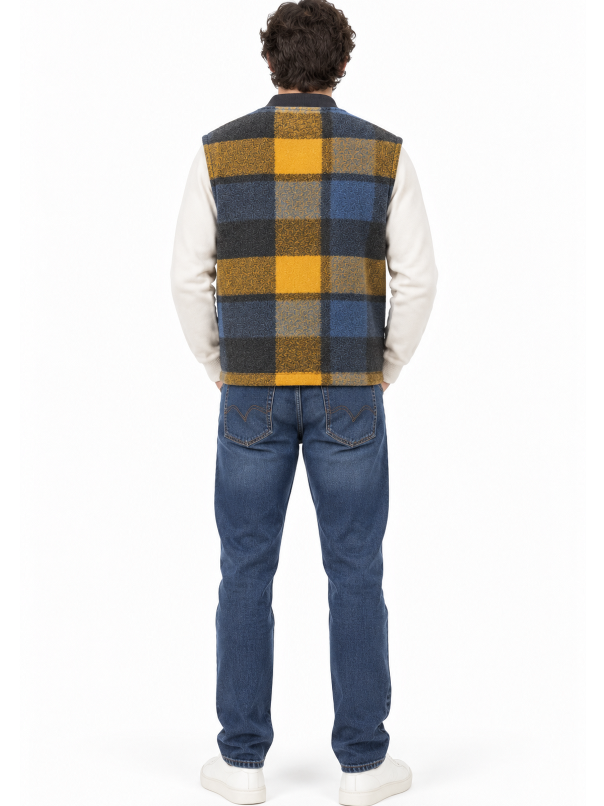 Gilet Mentore Blu senape basic a quadri COWBOY LAMBADASC/JEANS MENTORE 