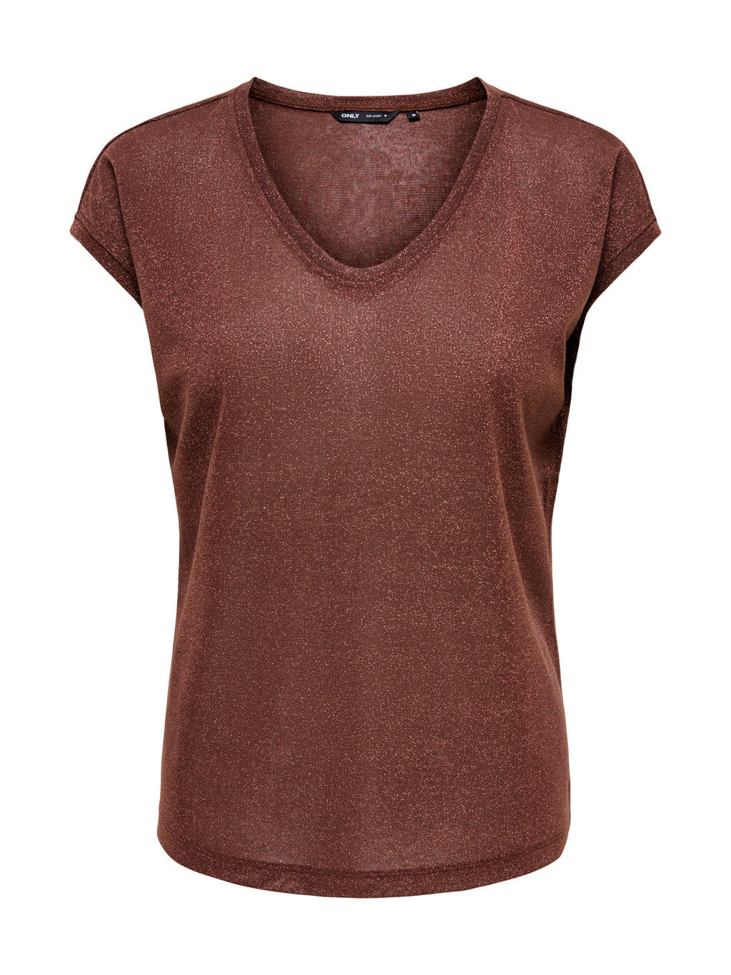 T-Shirt Only Silver Marrone in lurex 15136069 /Deep Mahogany ONLY 