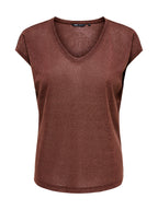 T-Shirt Only Silver Marrone in lurex 15136069 /Deep Mahogany ONLY 