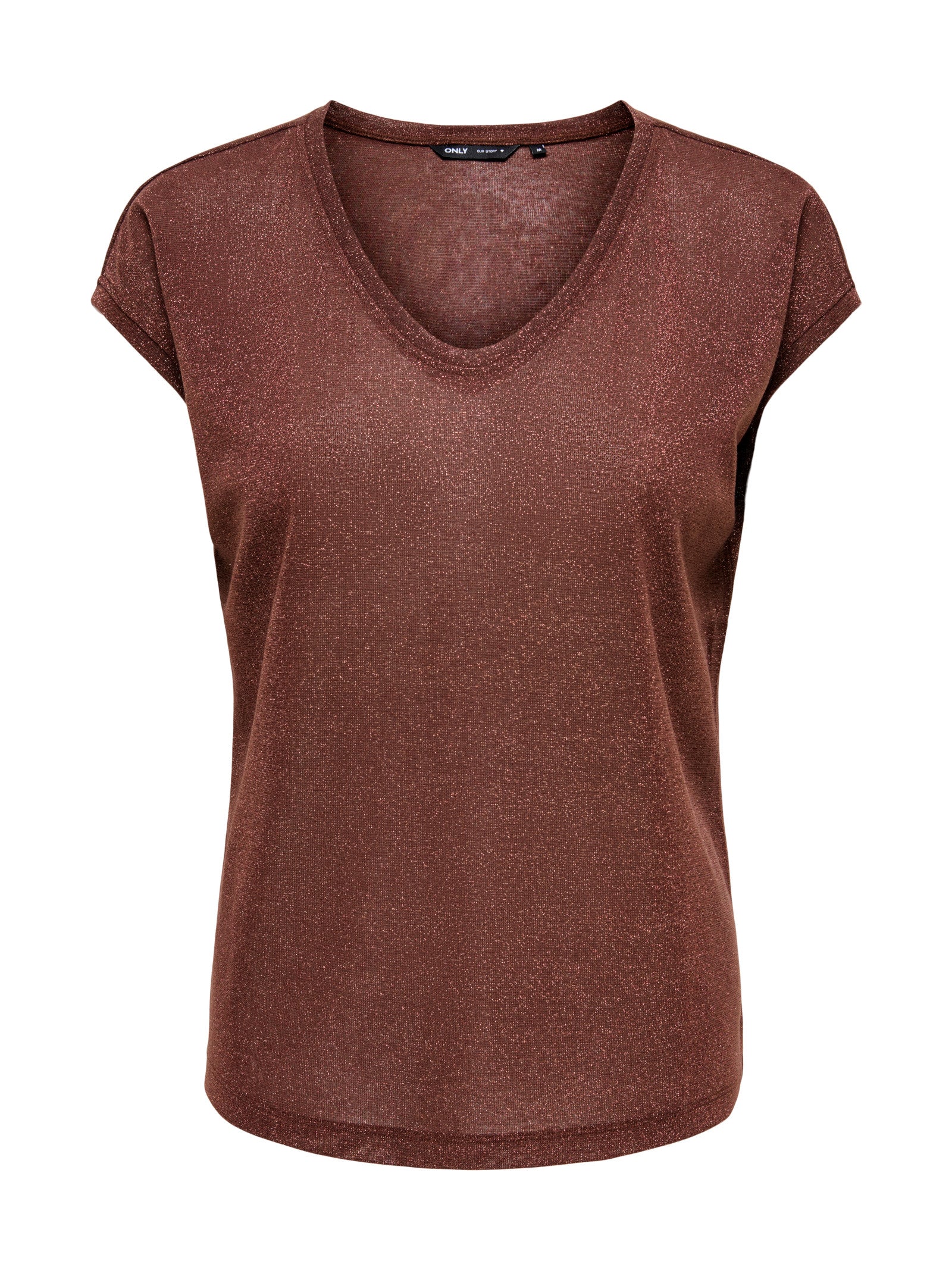 T-Shirt Only Silver Marrone in lurex 15136069 /Deep Mahogany ONLY 