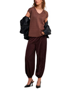 T-Shirt Only Silver Marrone in lurex 15136069 /Deep Mahogany ONLY 