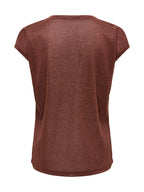 T-Shirt Only Silver Marrone in lurex 15136069 /Deep Mahogany ONLY 