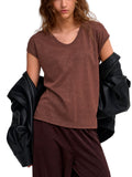 T-Shirt Only Silver Marrone in lurex 15136069 /Deep Mahogany ONLY 