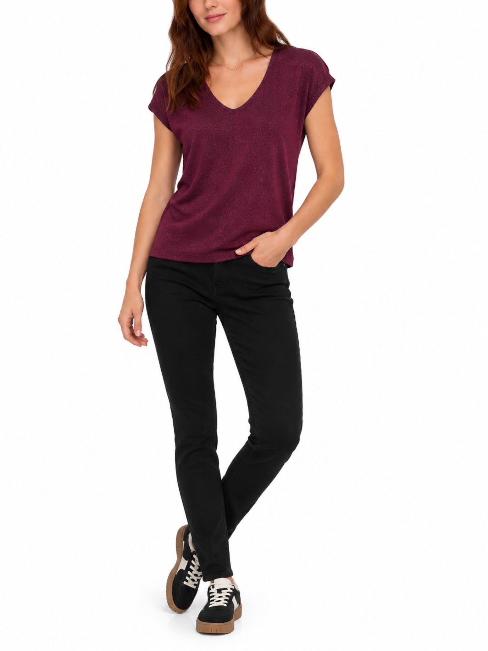 T-Shirt Only Silver Bordeaux in lurex 15136069 /Fig ONLY 