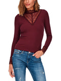 Maglia Only Tilde Bordeaux in pizzo 15207788 /Fig ONLY 