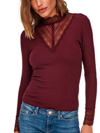 Maglia Only Tilde Bordeaux in pizzo 15207788 /Fig ONLY 