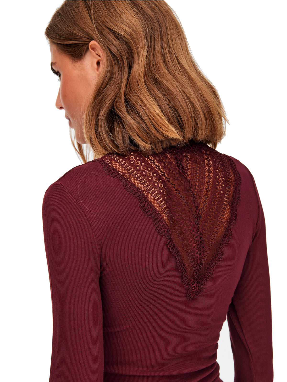 Maglia Only Tilde Bordeaux in pizzo 15207788 /Fig ONLY 
