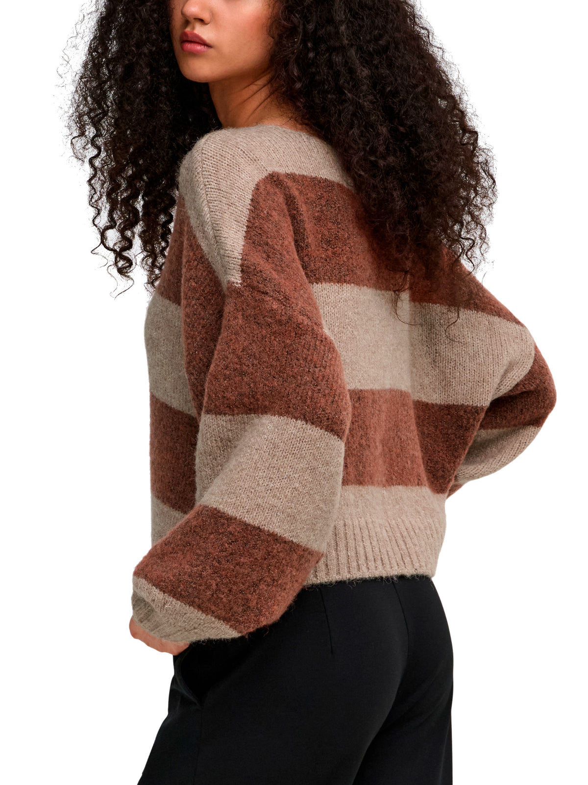 Maglia ONLY Aya Nocciola a righe larghe 15259682 /Pumice Stone ONLY 