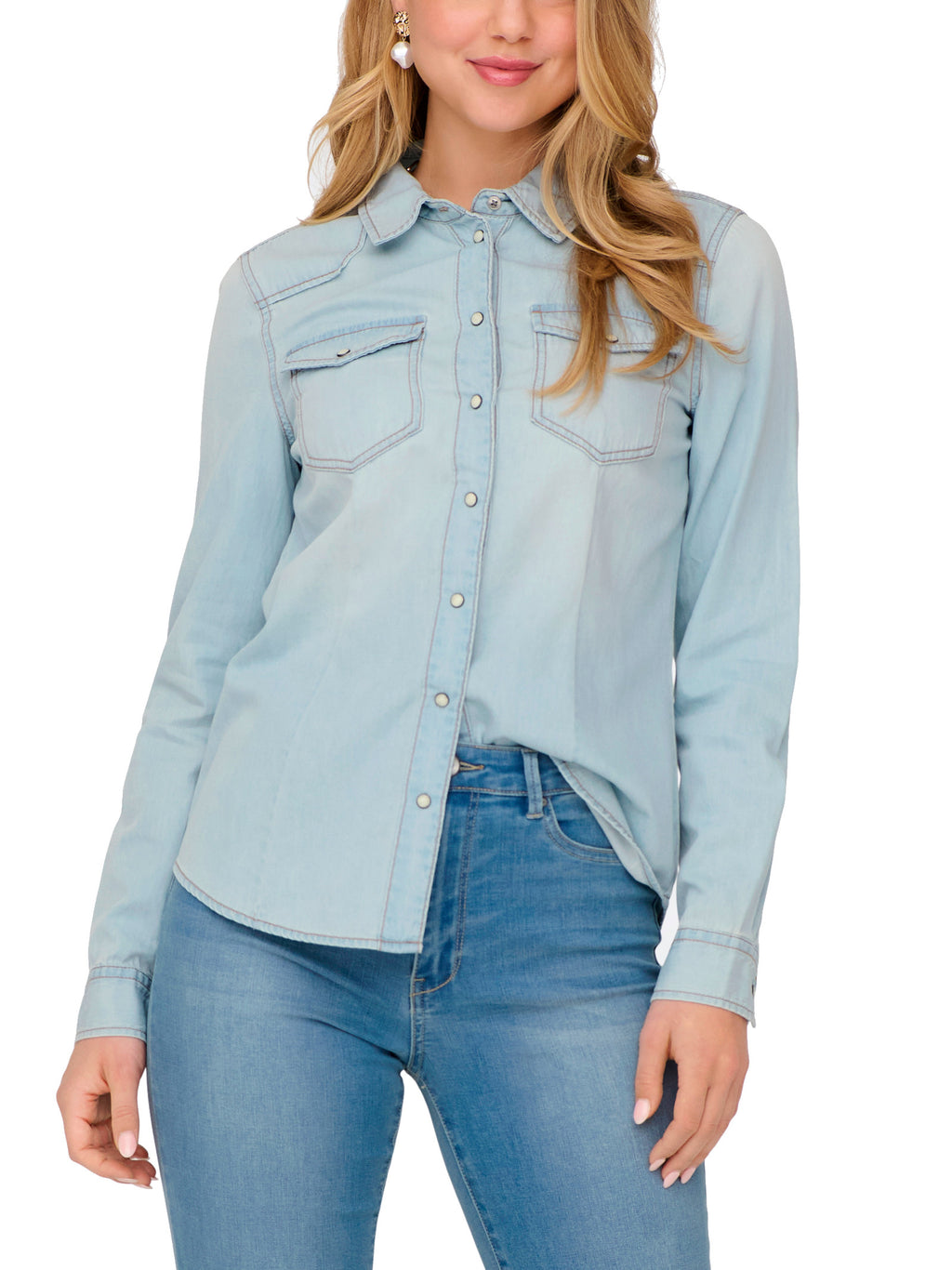 Camicia Only Alexa in denim Light Blue 15315185 /LIGHT BLUE DENIM ONLY 