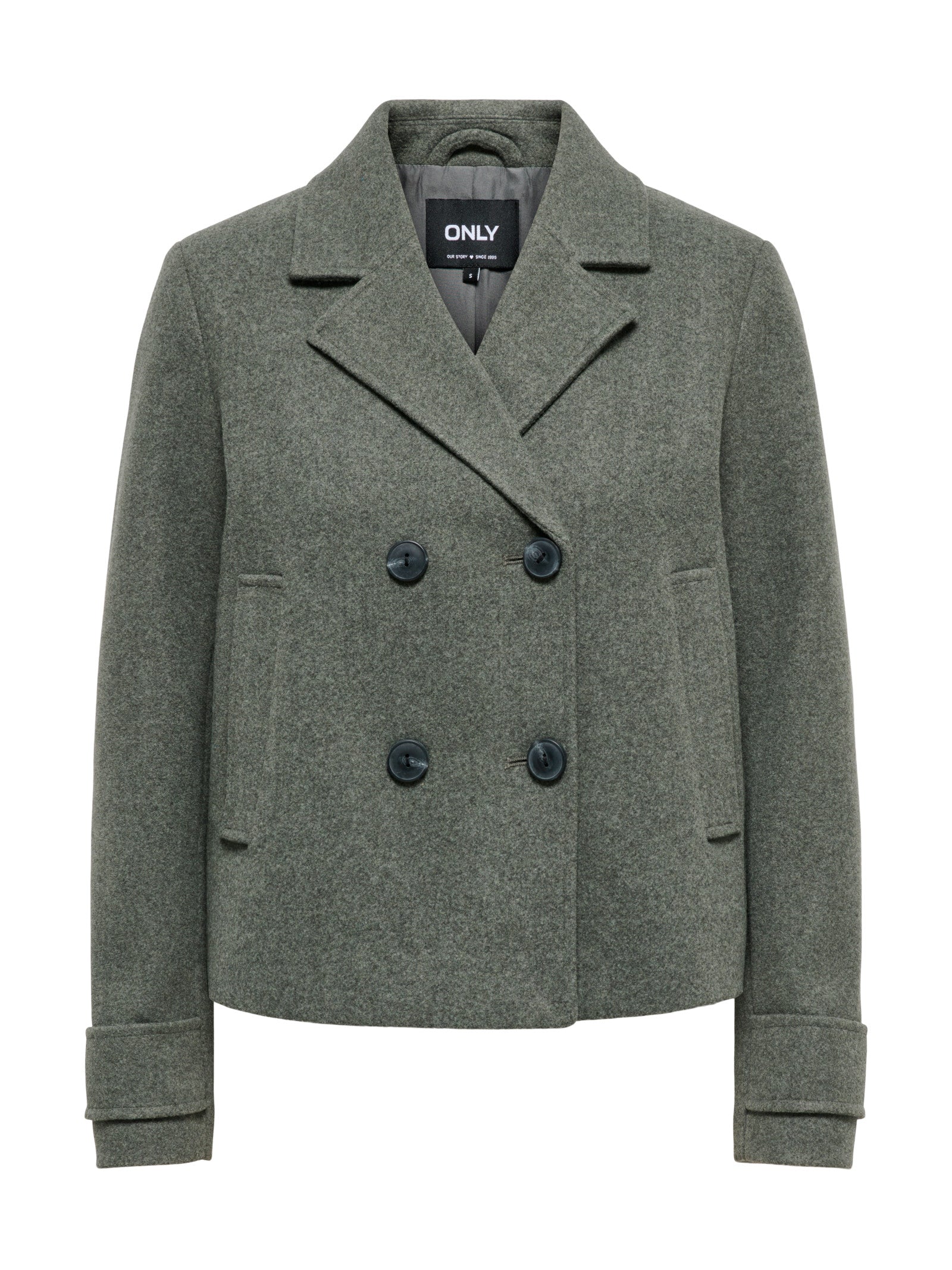 Giubbotto Only  Freja Verde doppiopetto<BR/> 15320983 /Castor Gray ONLY 