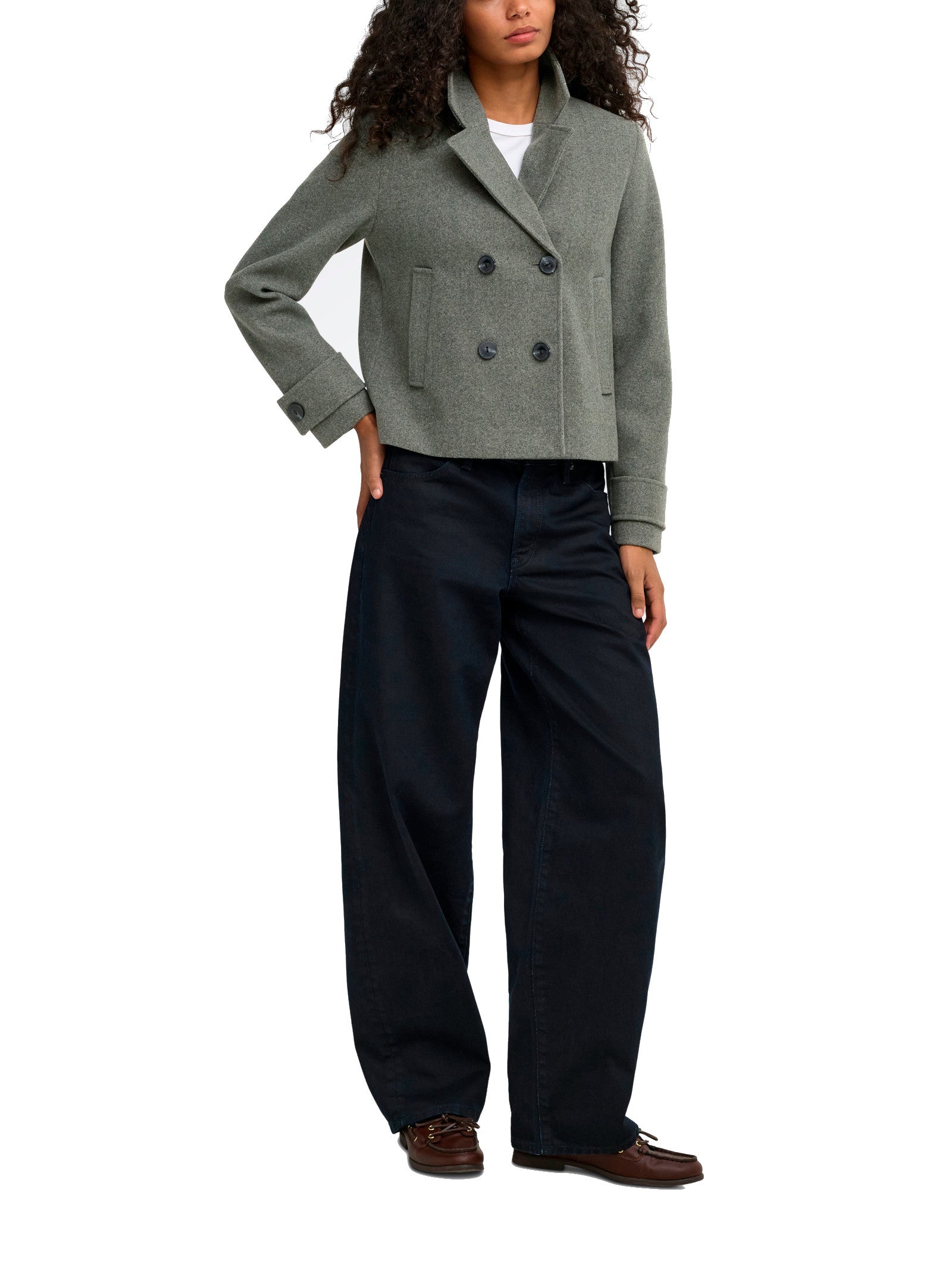 Giubbotto Only  Freja Verde doppiopetto<BR/> 15320983 /Castor Gray ONLY 