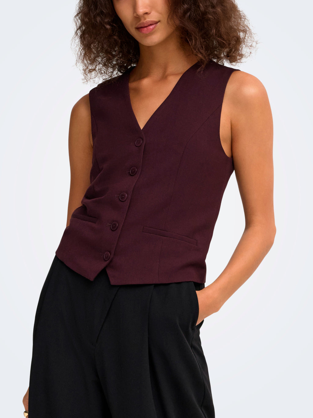 Gilet Only Iris Vinaccia con scollo a V 15331287 /Fudge ONLY 