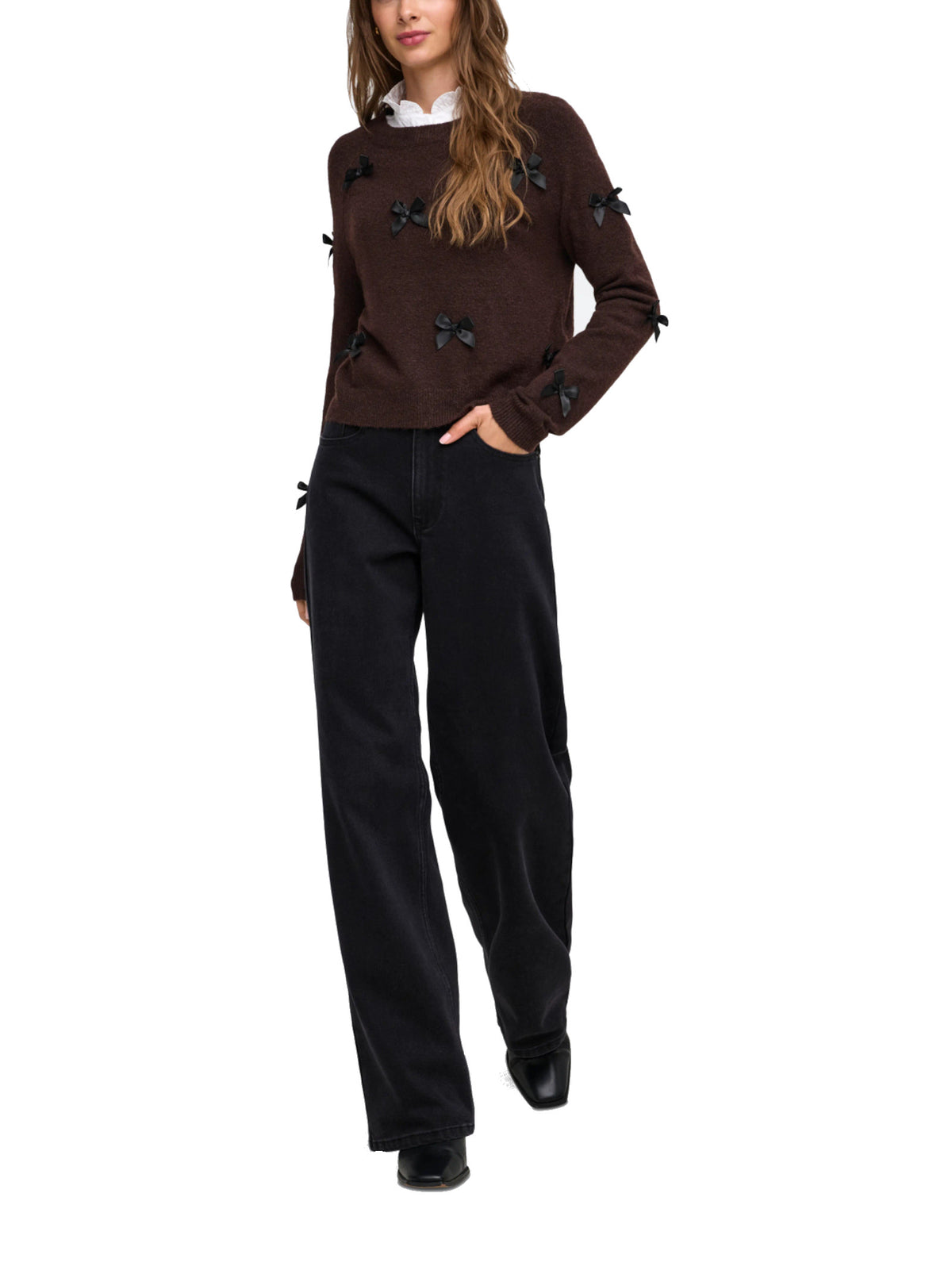 Maglia Only Noelle Marrone con fiocchi 15342560 /Chocolate Torte ONLY 
