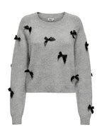 Maglia Only Noelle Grigio con fiocchi 15342560 /Light Grey Melange ONLY 