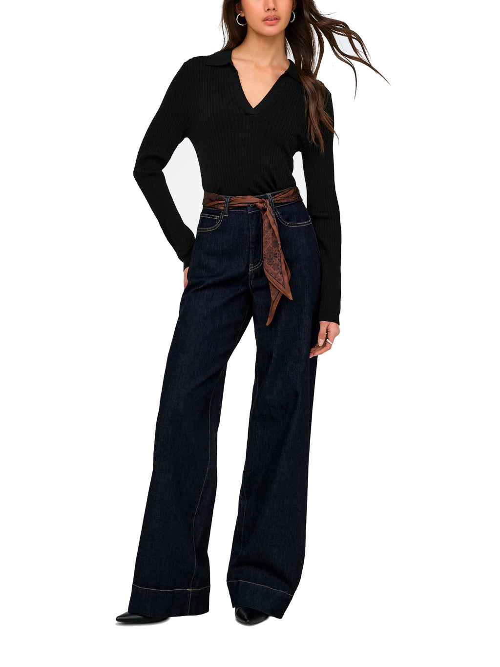 Maglia Only Nero Kaya con colletto 15344841 /Black ONLY 