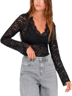 T-shirt Only Nikka Nera in pizzo floreale 15355839 /Black ONLY 