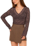 T-shirt Only Nikka Marrone in pizzo floreale 15355839 /Seal Brown ONLY 