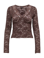 T-shirt Only Nikka Marrone in pizzo floreale 15355839 /Seal Brown ONLY 