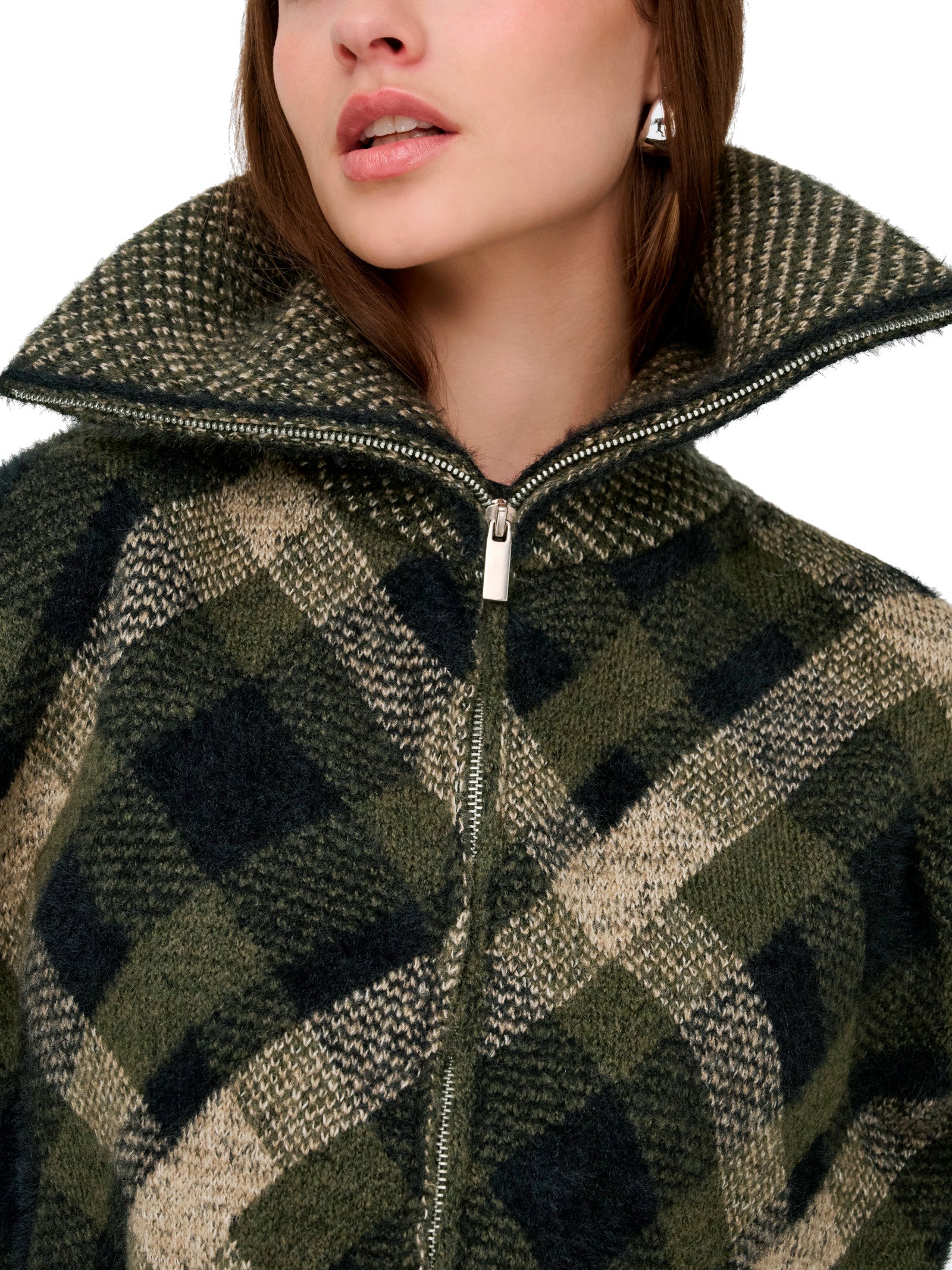 Cardigan Only Maron con fantasia a rombi 15358211 /Forest Night ONLY 