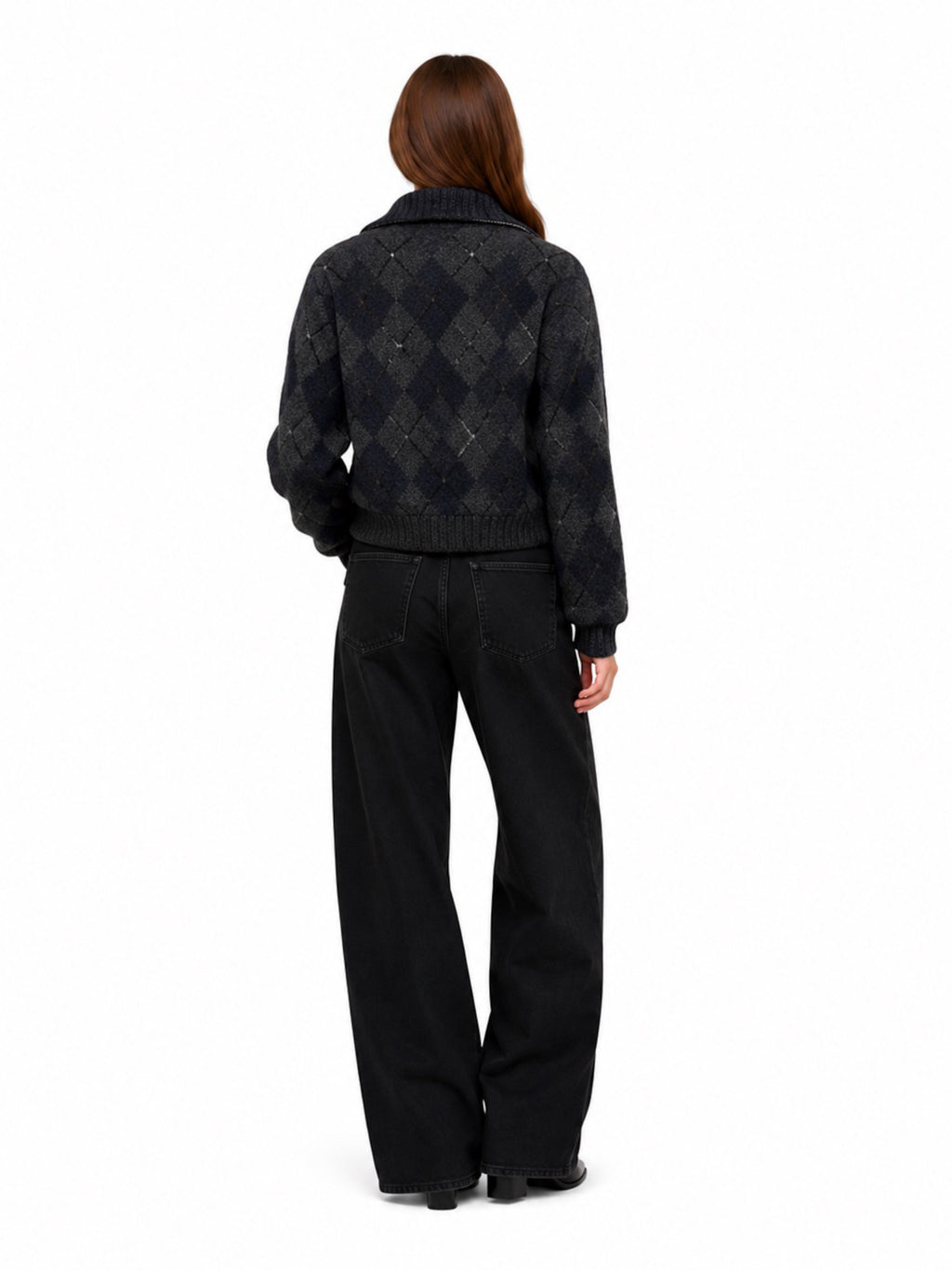 Cardigan Only Maron con fantasia a rombi 15358211 /Night Sky ONLY 