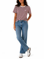 T-shirt Only Livina Bianco Bordeaux a maniche corte a righe 15359677 /Fig ONLY 