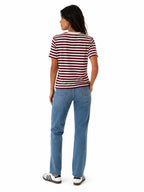 T-shirt Only Livina Bianco Bordeaux a maniche corte a righe 15359677 /Fig ONLY 