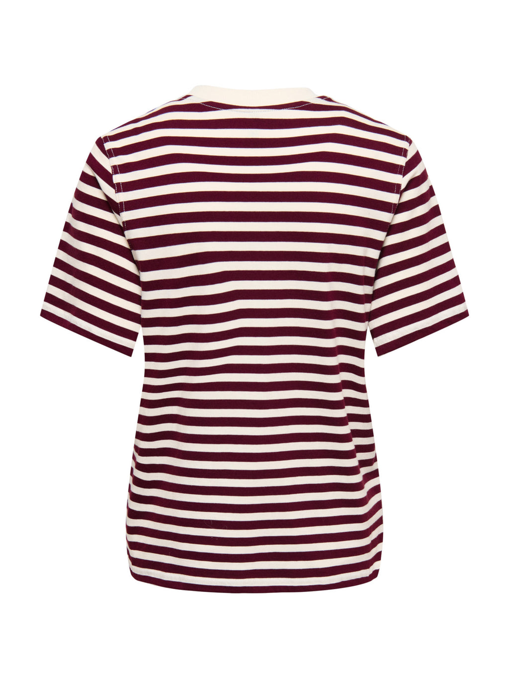 T-shirt Only Livina Bianco Bordeaux a maniche corte a righe 15359677 /Fig ONLY 