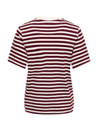 T-shirt Only Livina Bianco Bordeaux a maniche corte a righe 15359677 /Fig ONLY 