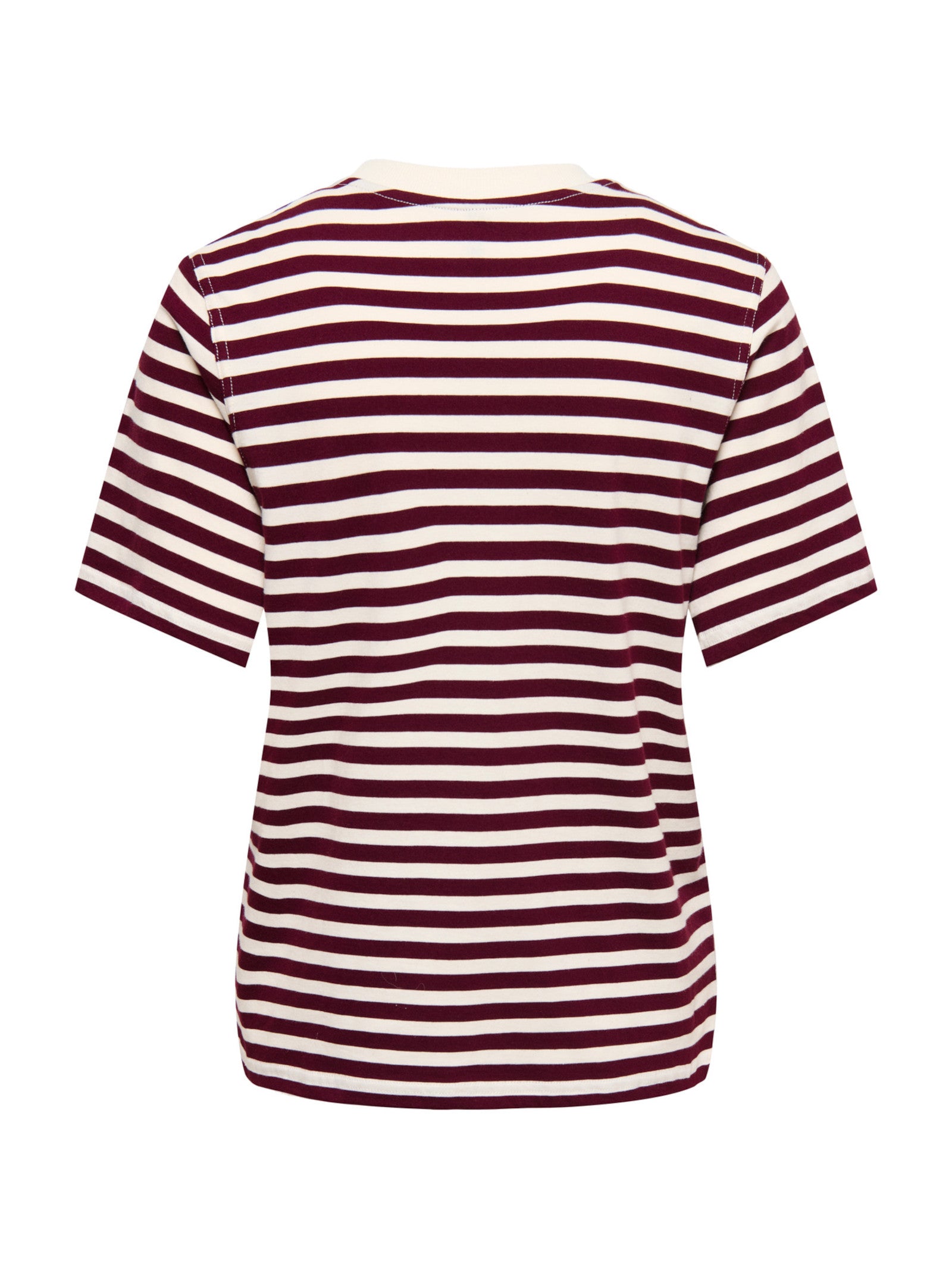 T-shirt Only Livina Bianco Bordeaux a maniche corte a righe 15359677 /Fig ONLY 