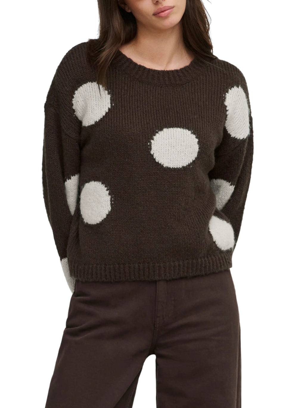 Maglia Only Bootle Marrone coni pois 15361111 /Coffee Bean ONLY 