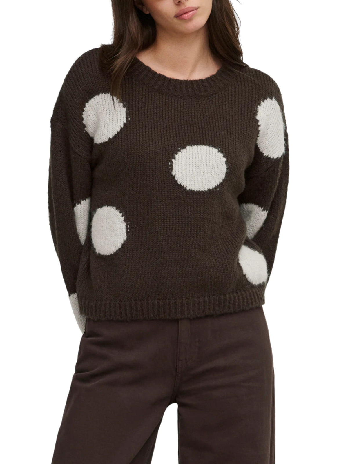 Maglia Only Bootle Marrone coni pois 15361111 /Coffee Bean ONLY 