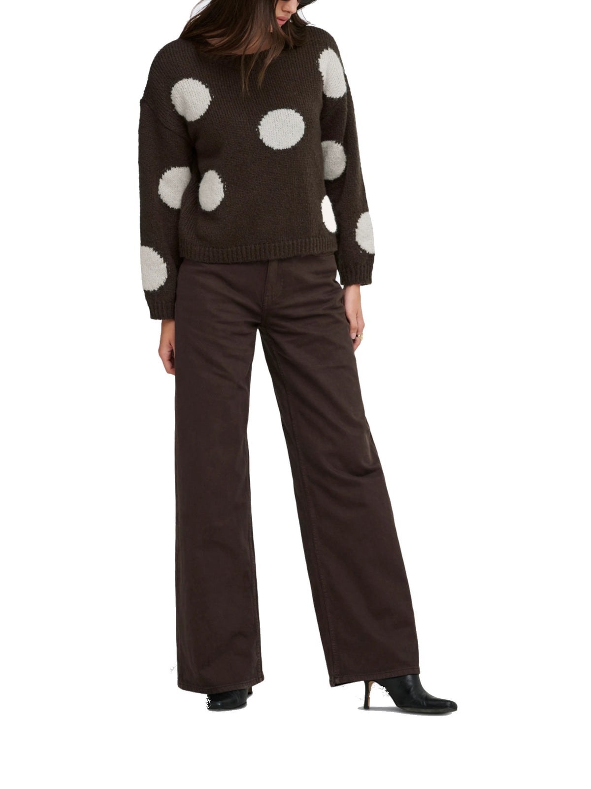 Maglia Only Bootle Marrone coni pois 15361111 /Coffee Bean ONLY 
