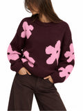 Maglia Only Bottle Bordeaux con fiori 15361111 /Fig ONLY 