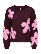 Maglia Only Bottle Bordeaux con fiori 15361111 /Fig ONLY 