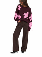Maglia Only Bottle Bordeaux con fiori 15361111 /Fig ONLY 
