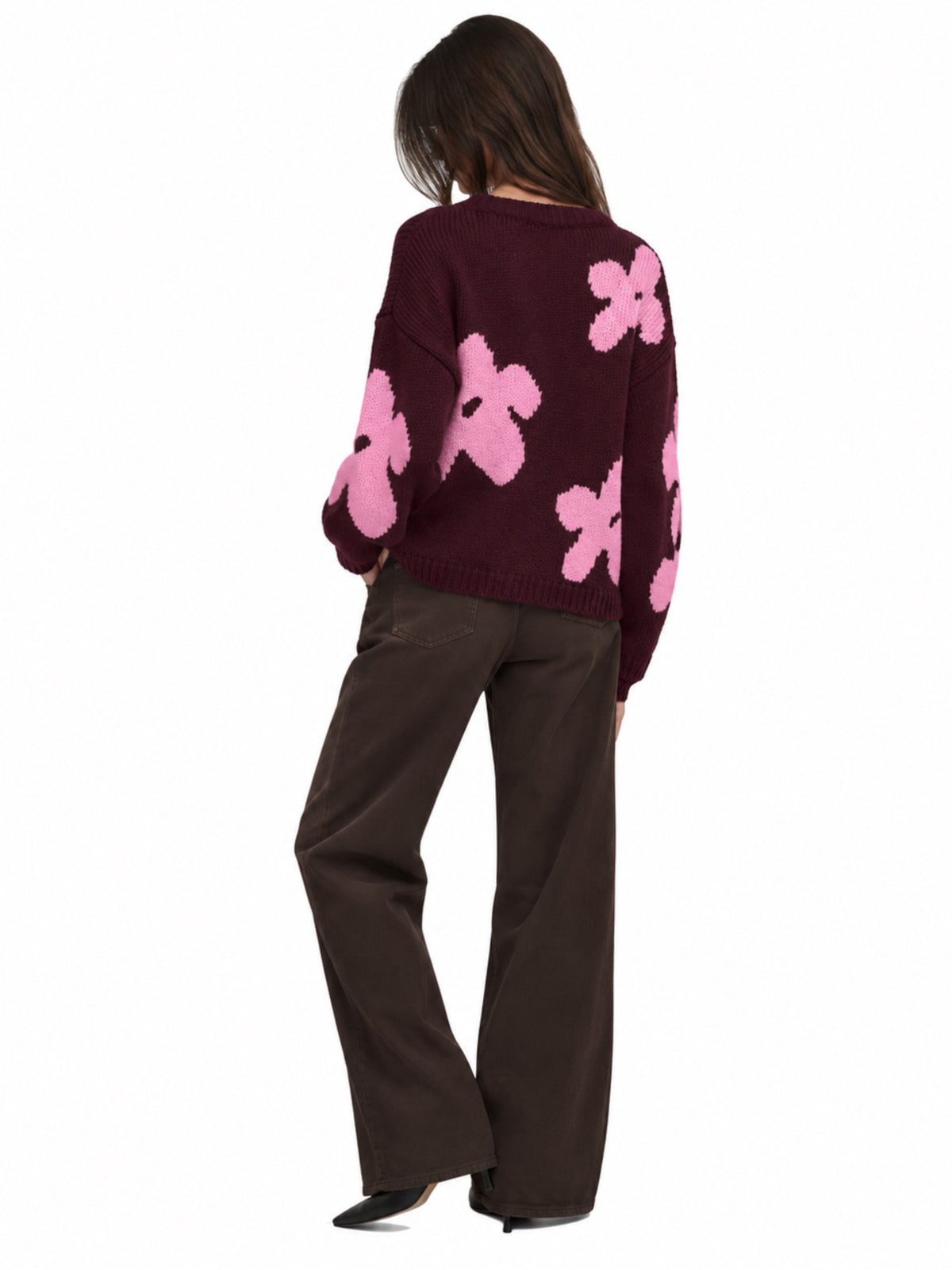 Maglia Only Bottle Bordeaux con fiori 15361111 /Fig ONLY 