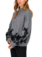 Maglia Only Lisa Grigio con applicazioni floreali 15364955 /Medium Grey Melange ONLY 