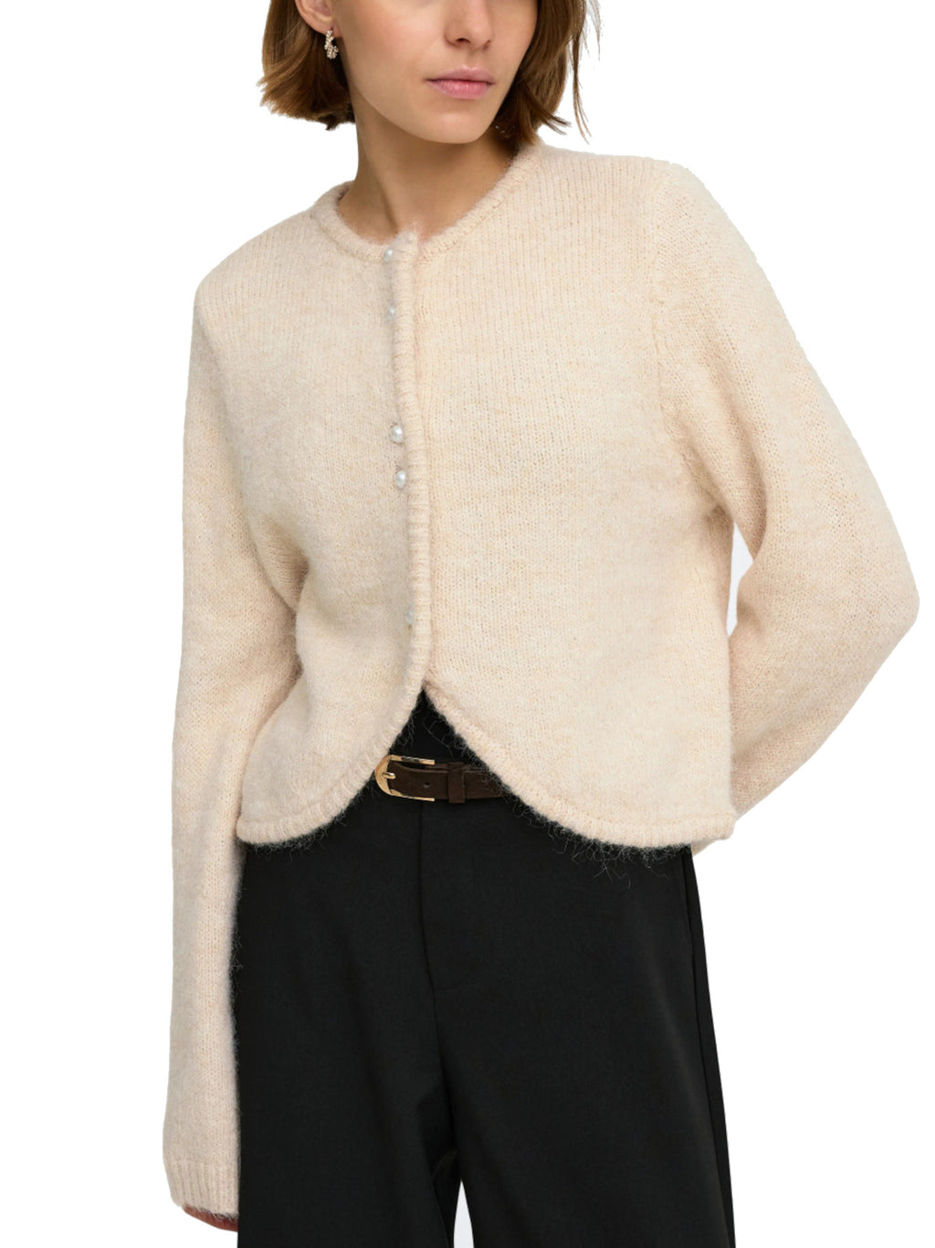 Cardigan Only Zaggie Beige con scollo rotondo 15375135 /Birch ONLY 