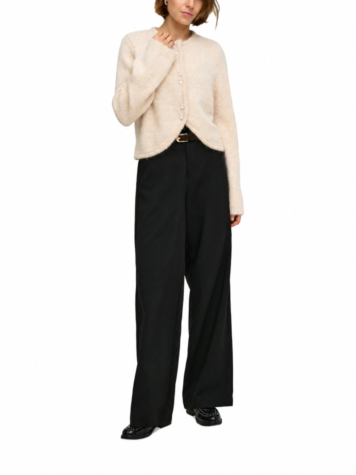 Cardigan Only Zaggie Beige con scollo rotondo 15375135 /Birch ONLY 