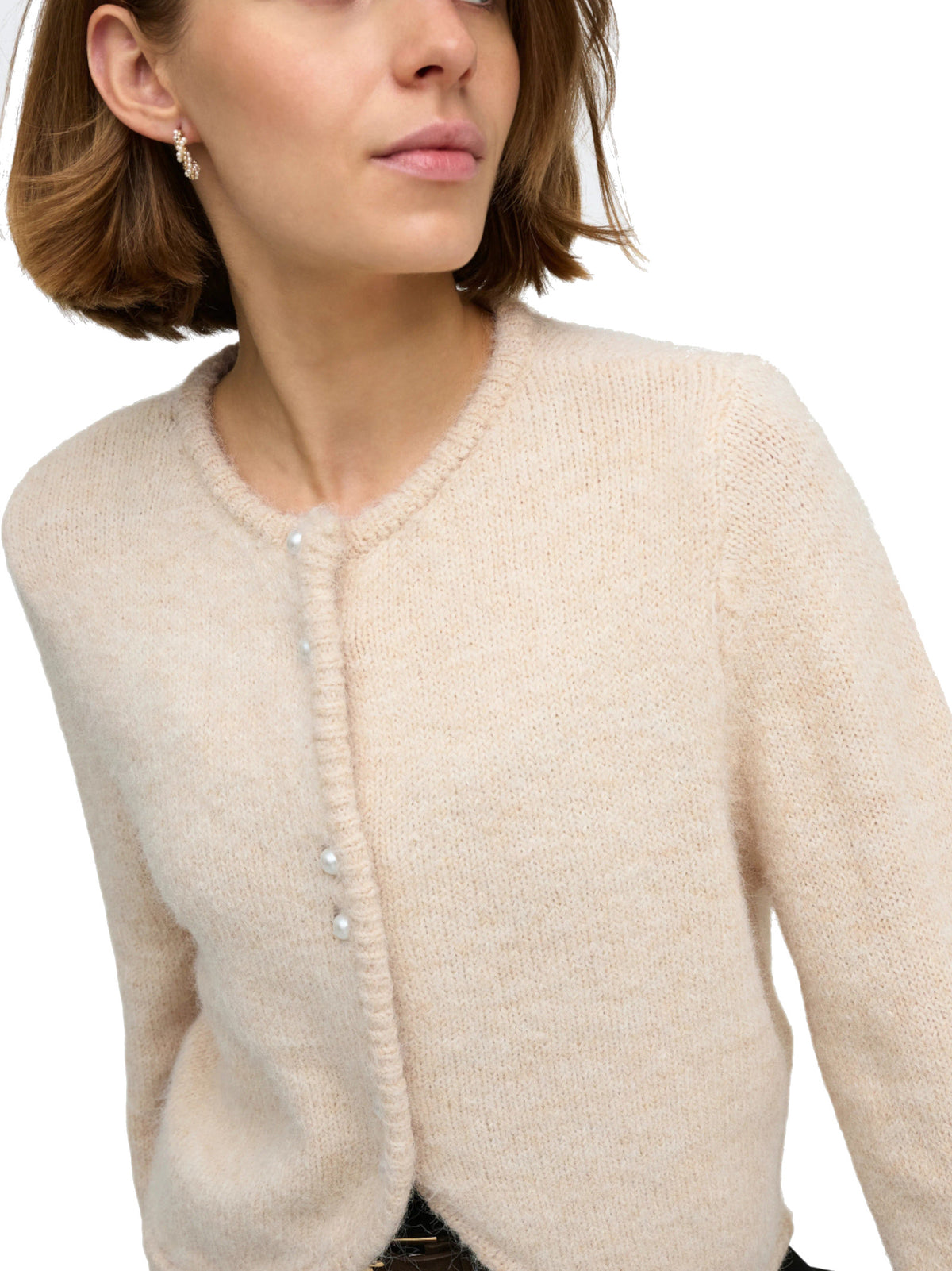 Cardigan Only Zaggie Beige con scollo rotondo 15375135 /Birch ONLY 