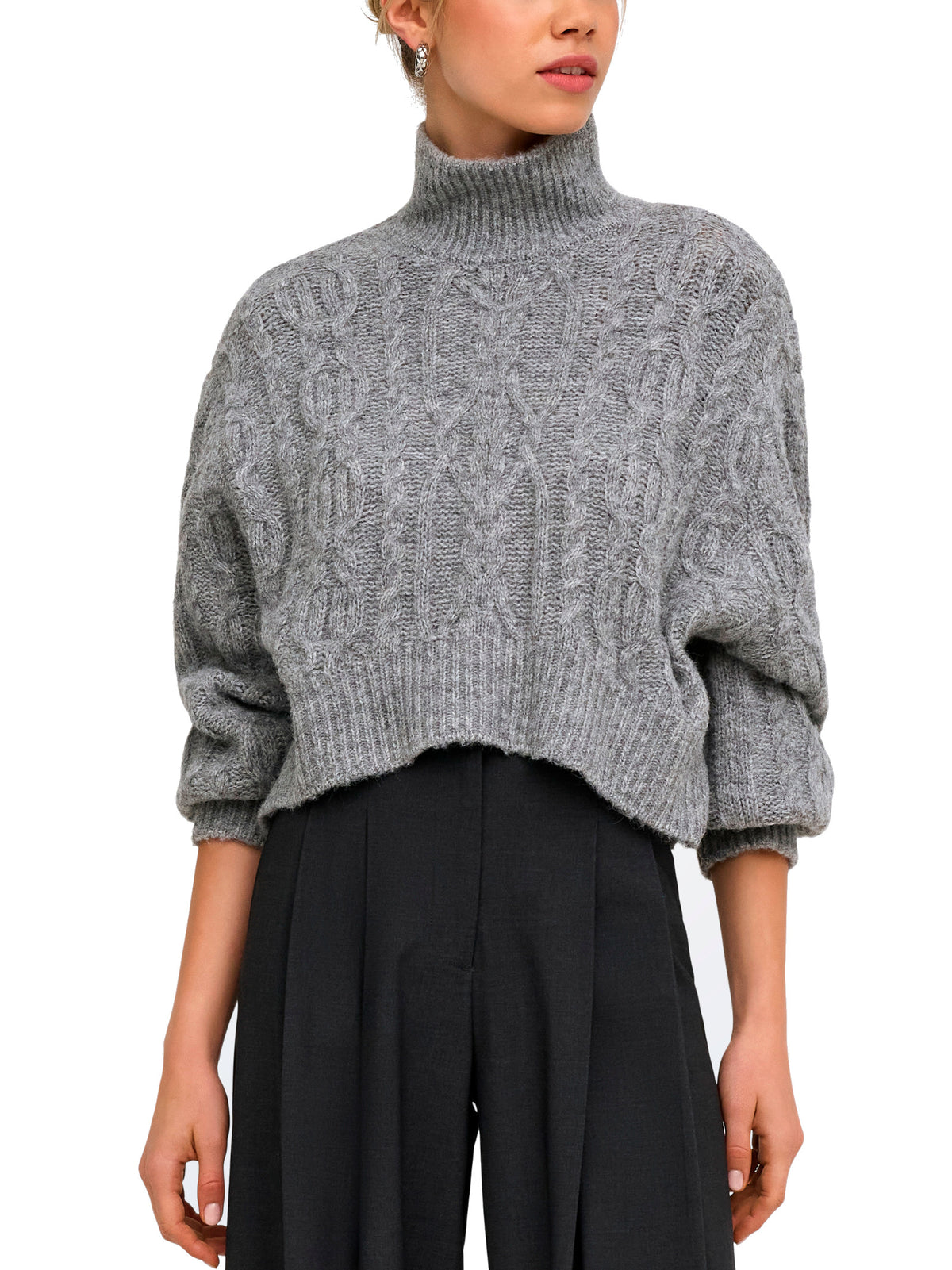 Maglia Only Hilde Grigio con lavorazione a trecce 15375336 /Medium Grey Melange ONLY 