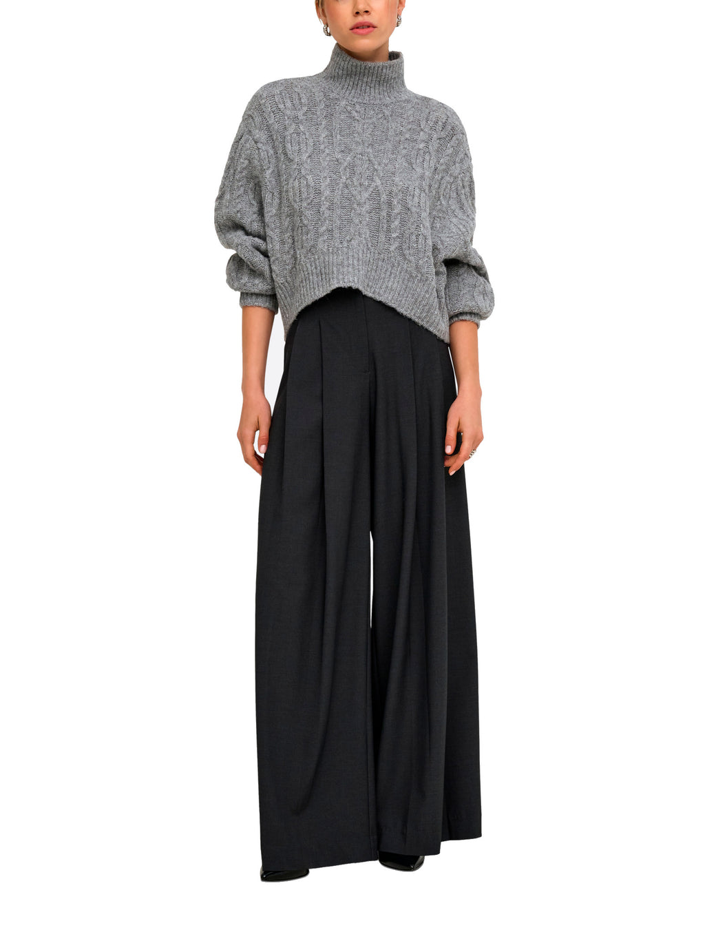 Maglia Only Hilde Grigio con lavorazione a trecce 15375336 /Medium Grey Melange ONLY 