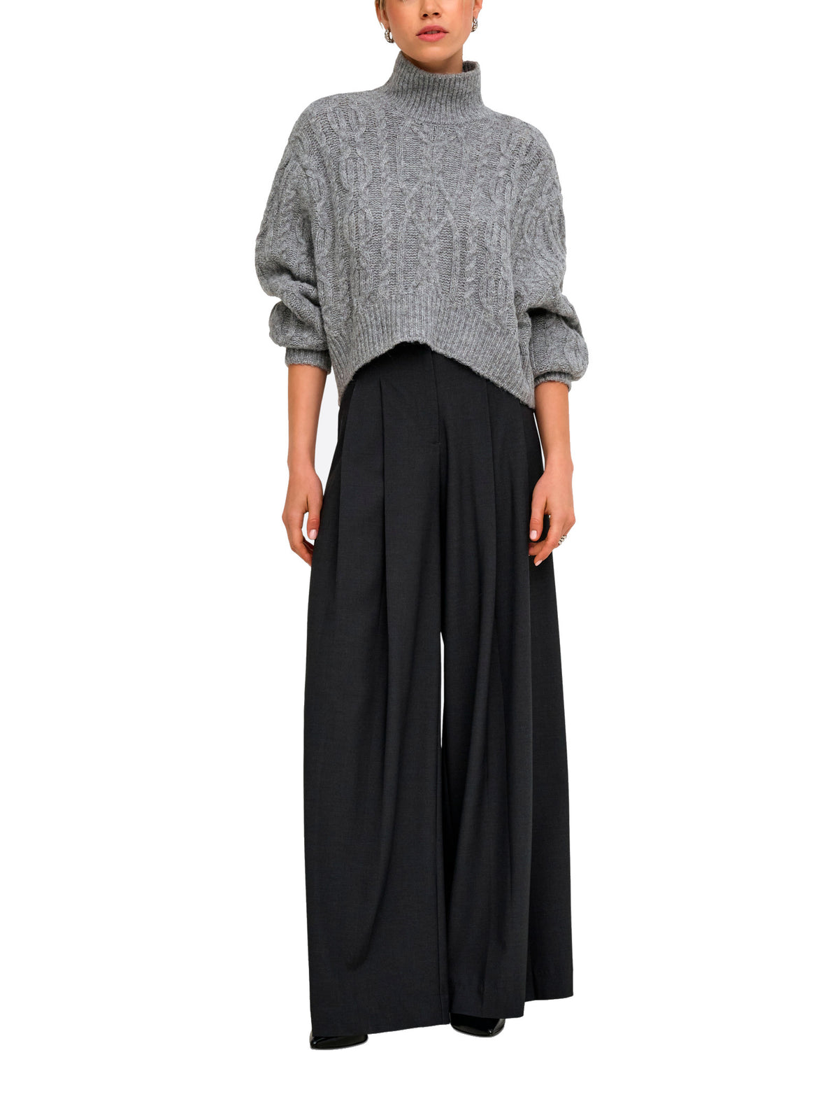 Maglia Only Hilde Grigio con lavorazione a trecce 15375336 /Medium Grey Melange ONLY 