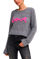 Maglia Only Smilla Grigia con scritta in rilievo 15375416 /Dark Grey Melange ONLY 