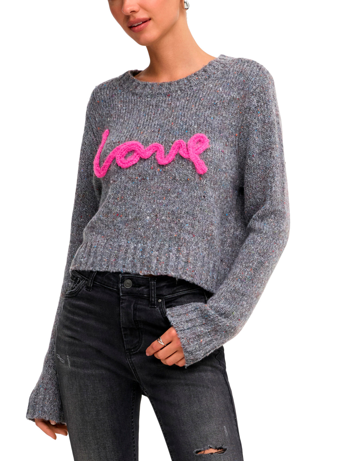 Maglia Only Smilla Grigia con scritta in rilievo 15375416 /Dark Grey Melange ONLY 