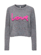 Maglia Only Smilla Grigia con scritta in rilievo 15375416 /Dark Grey Melange ONLY 